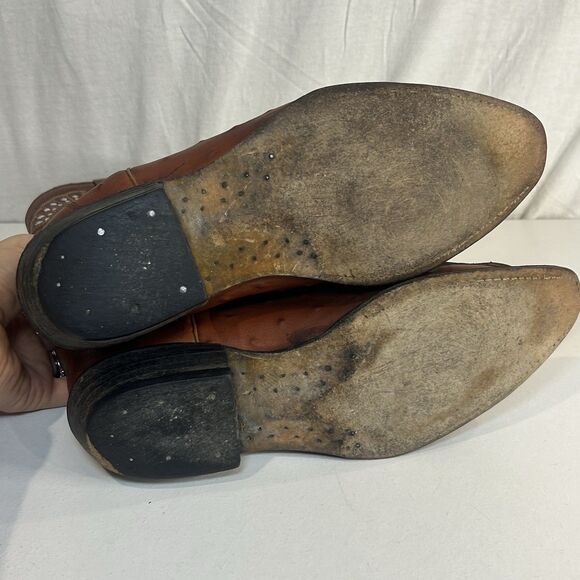 Old Corral Cowboy Boots Mens US 9.5 Mexico 26.5 Brown Ostrich Leather Western - Picture 5 of 9